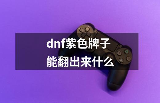 dnf紫色牌子能翻出来什么-第1张-游戏相关-尔合网