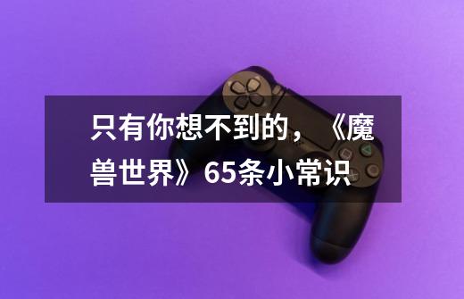 只有你想不到的，《魔兽世界》65条小常识-第1张-游戏相关-尔合网